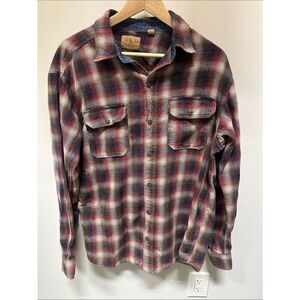 Men's Red Head Ranch Red & Blue Plaid 100% Cotton Shirt - Medium